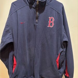 Nike Navy and Red Half-Zip Pullover Boston Red Sox